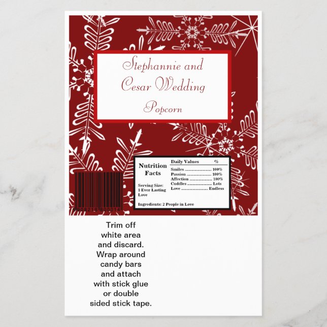 Hershey's Large Bar Wrapper Christmas Red Snowflak Flyer (Vorne)