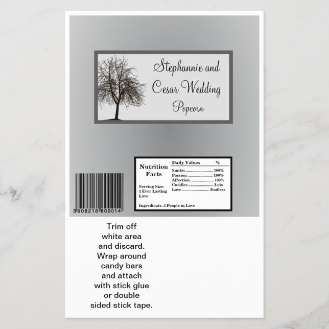 Hershey's Large Bar Wrapper Gray Winter Trees Snow Flyer (Vorne)