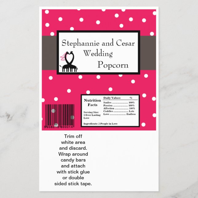 Hershey's Large Bar Wrapper Hot Pink/Black Giraffe Flyer (Vorne)