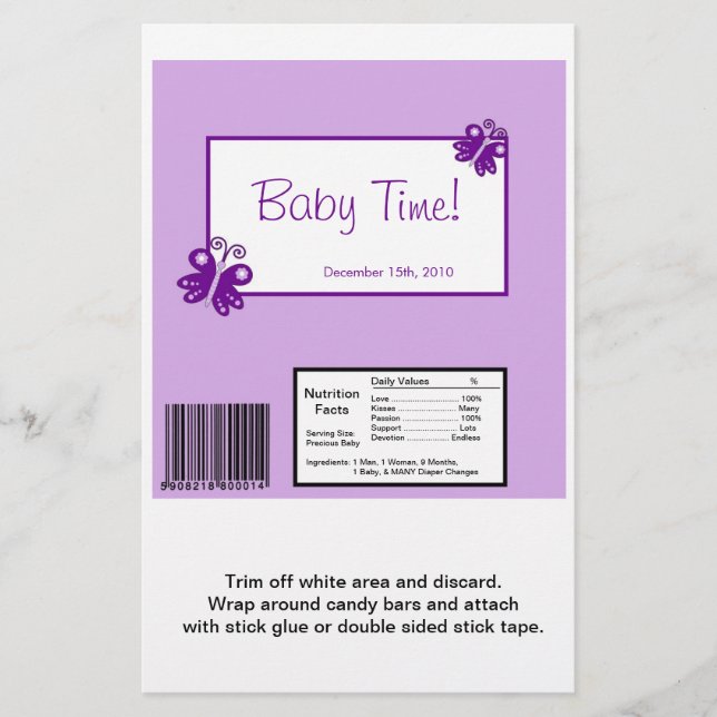 Hershey's Large Bar Wrapper Lila Butterfly (Vorderseite)