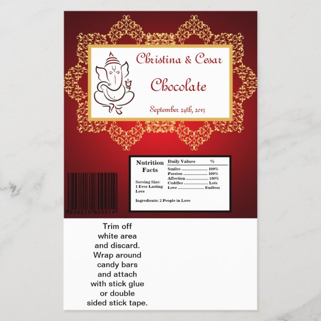 Hershey's Large Bar Wrapper Lord Ganesha/Hindu Red Flyer (Vorne)