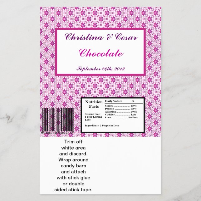 Hershey's Large Bar Wrapper Magenta Lila Formal Flyer (Vorne)