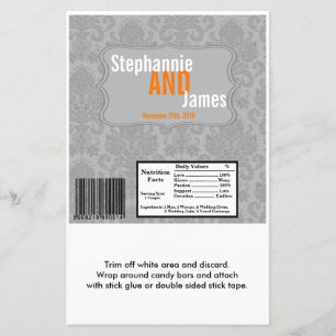 Hershey's Large Bar Wrapper Modern Gray Damask Lac