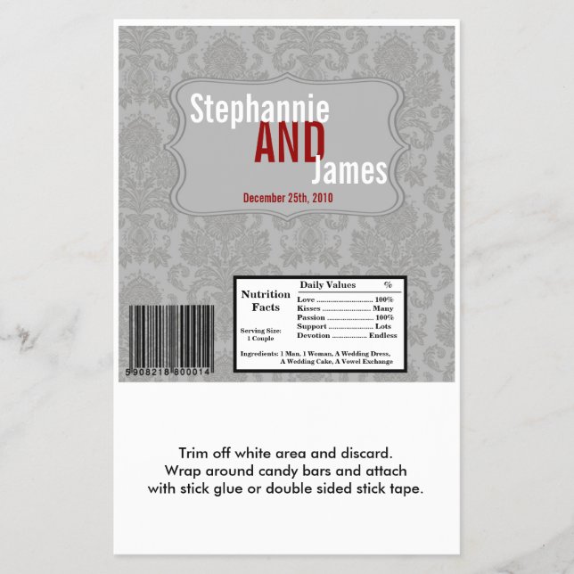 Hershey's Large Bar Wrapper Modern Gray Damask Lac Flyer (Vorne)