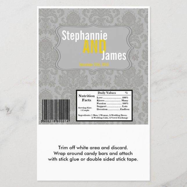 Hershey's Large Bar Wrapper Modern Gray Damask Lac Flyer (Vorne)