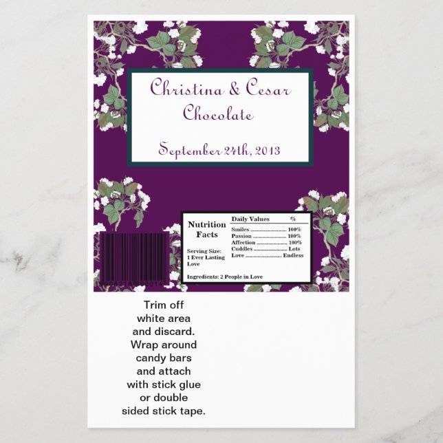 Hershey's Large Bar Wrapper Peacock/Blume Branch Flyer (Vorne)