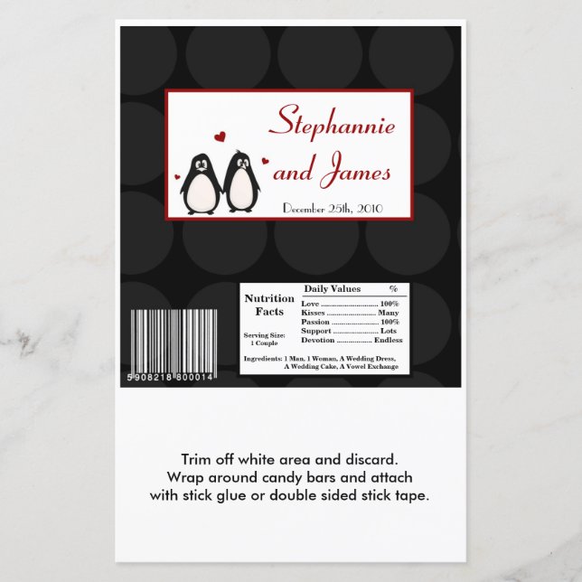 Hershey's Large Bar Wrapper Penguin Liebe Couple (Vorderseite)