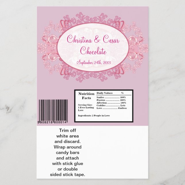 Hershey's Large Bar Wrapper Pink/Lila Chinese Sc Flyer (Vorne)