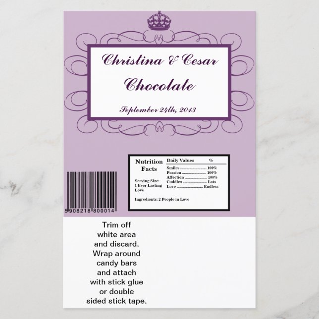 Hershey's Large Bar Wrapper Royal Lila Crown/Swi (Vorderseite)