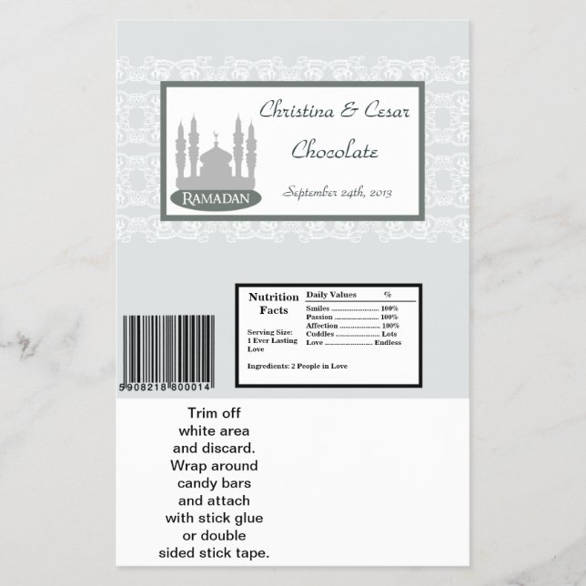 Hershey's Large Bar Wrapper Soft Blue Islamic Rama Flyer (Vorne)