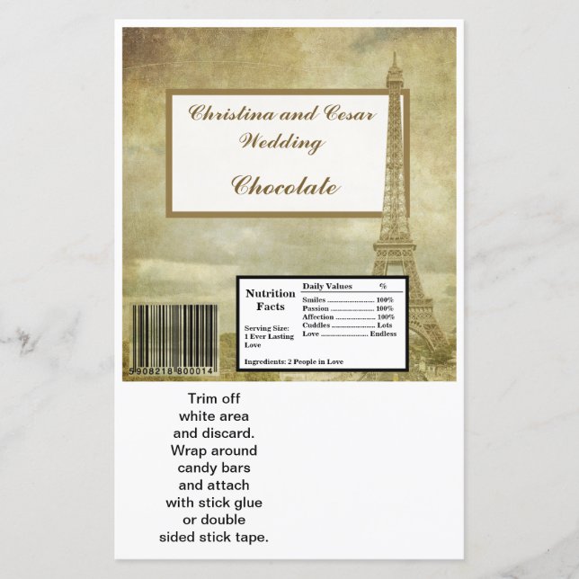 Hershey's Large Bar Wrapper Vintag Paris (Vorderseite)