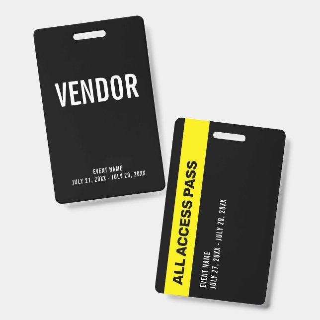 Hersteller All Access Pass Event-ID-Ausweis Ausweis (Vorder- & Rückseite)