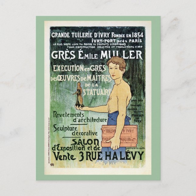 Hersteller von Vintagen französischen Keramiken in Postkarte (Vorderseite)