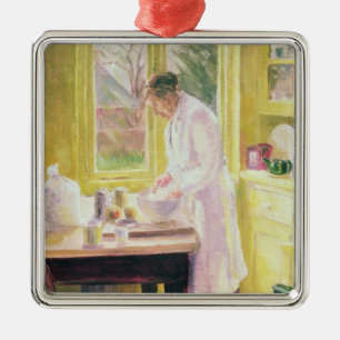 Herstellung des Apfelkuchens Silbernes Ornament