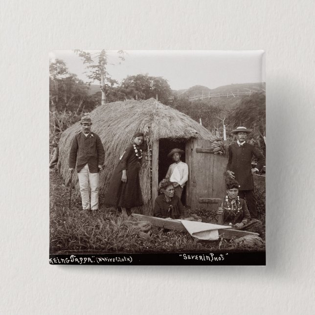 Herstellung Tappa, ein gebürtiger Stoff, c.1875 Button (Vorderseite)