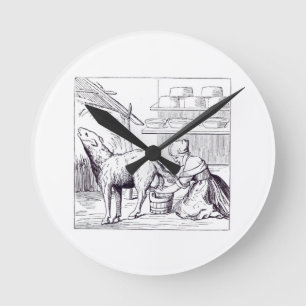 Herstellung von Käse in der Schweiz nach einem Wol Runde Wanduhr