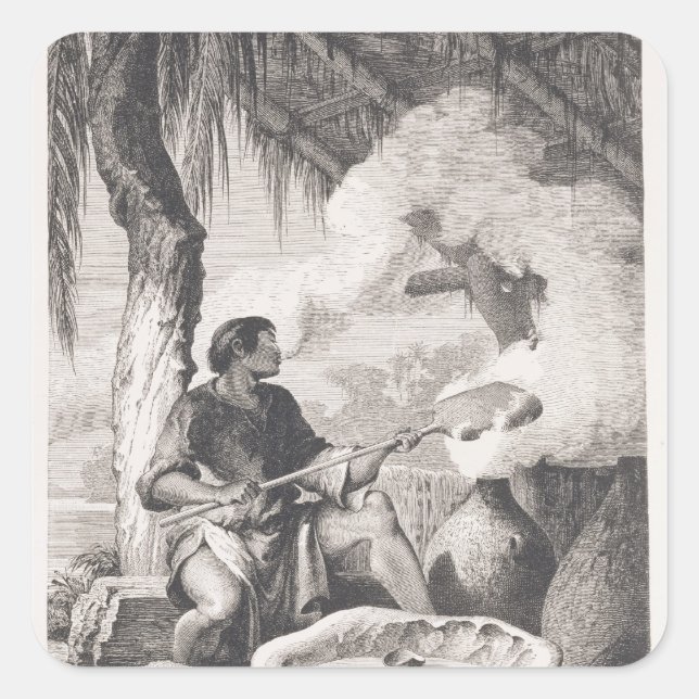 Herstellung von Kautschuk in Indien Quadratischer Aufkleber (Vorderseite)