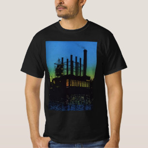 Herstellungsfabrik bei Sonnenuntergang, Vintage-Ge T-Shirt