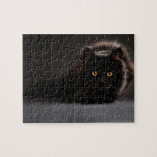 Herumstreichende schwarze Katze Puzzle