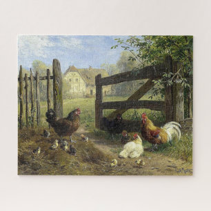 Herumstreunende Hühner auf dem Bauernhof Carl Jutz Puzzle