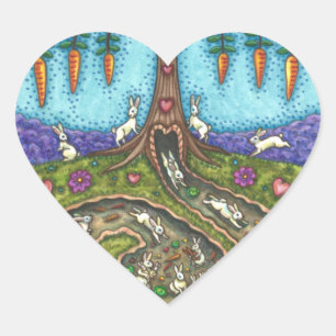 HERUNTER DEM RABBIT-HOLE, CARROT WILLOW BAUM FOLK Herz-Aufkleber