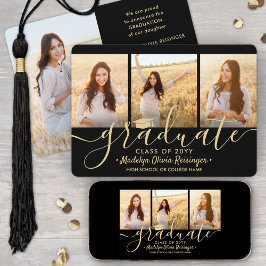 Herunterladbare 4-Foto-Schwarz-Gold-Abschluss Ankündigung