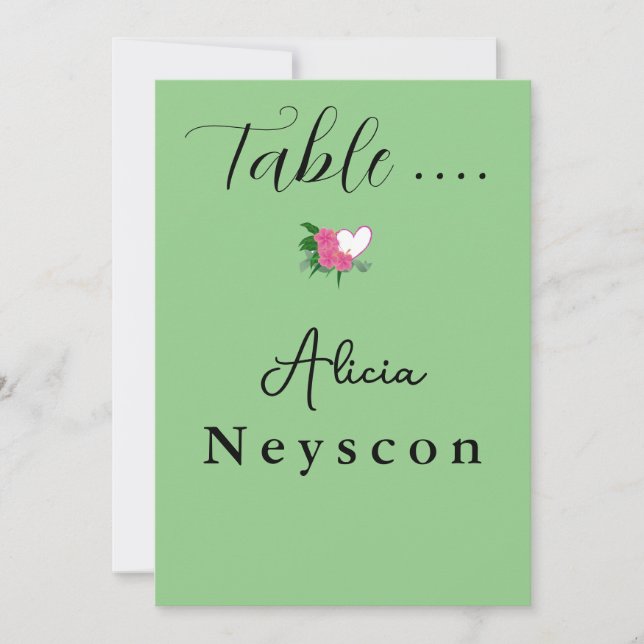 Herunterladbare Hochzeitsgrün-Blume und ein Herz Einladung (Vorderseite)