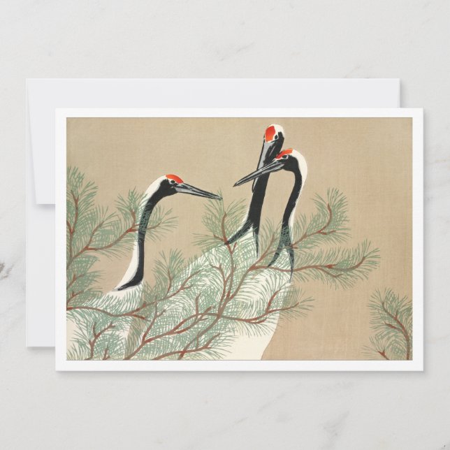 Herunterladbare Krane aus Momoyogusa Einladung (Vorderseite)