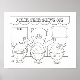 Herunterladbare Polar Bären Shave Ice Kids Colour Poster