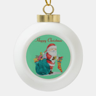 Hervorbringen Sie Weihnachten mit Spielwaren und Keramik Kugel-Ornament