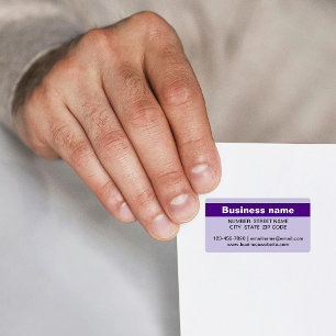 Hervorgehobener Geschäftsname auf violettem Adress Adressaufkleber