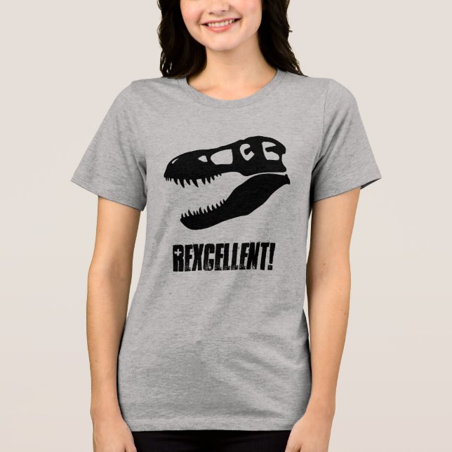 Hervorragend! T. rex Dinosaur Skull Tri-Blend Shirt (Vorderseite)