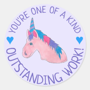 Hervorragende Arbeit Einzigartig in einem freundli Runder Aufkleber