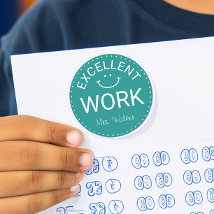 Hervorragende Arbeit Personalisierte Lehrer Runder Aufkleber