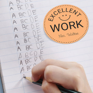 Hervorragende Arbeit   Personalisierte Lehrer Runder Aufkleber