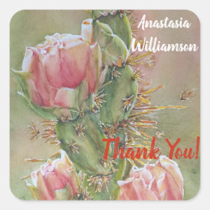 HERVORRAGENDE CORAL PEAR CACTUS BLUME DANKEN QUADRATISCHER AUFKLEBER