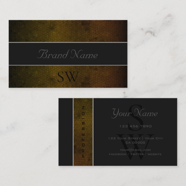 Hervorragende dunkelgelbe Schlangenmuster und Init Visitenkarte (Vorne/Hinten)