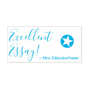 "Hervorragende Essay!" + Name des Lehrers Rubber-B Permastempel