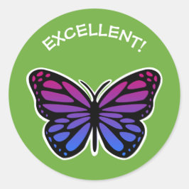 Hervorragende Schmetterlingslehrer grün lobend Runder Aufkleber