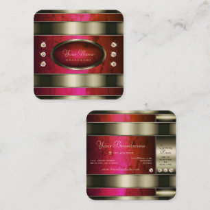 Hervorragendes Silber mit rosafarbenem glänzenden  Quadratische Visitenkarte