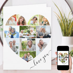 Herz 11 Foto CollageLiebe dich Schriftzug Jubiläum Karte