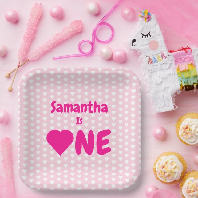 Herz 1. Geburtstag Pappteller (Party)