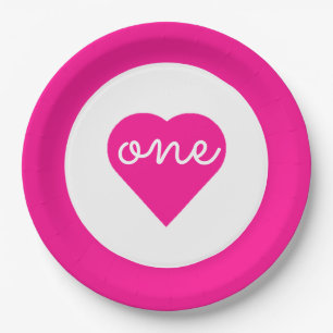 Herz 1. Geburtstag Pappteller