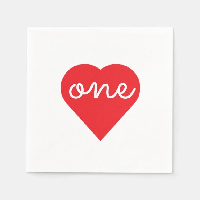 Herz 1. Geburtstag Serviette (Vorderseite)