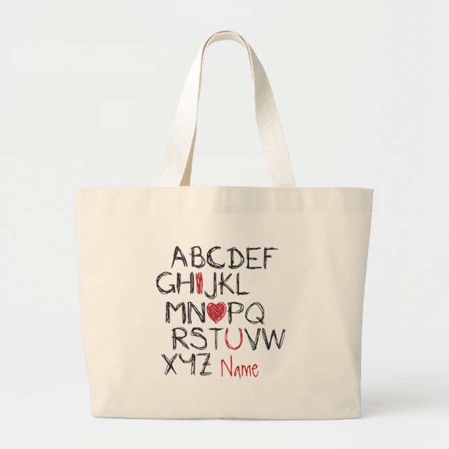 Herz ABCs I Sie personalisiert Jumbo Stoffbeutel (Vorne)