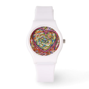 Herz Abstrakt Wirbel Streusel Kunst Liebe Armbanduhr