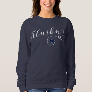 Herz-Alaska-Sweatshirt, alaskische Flagge Sweatshirt