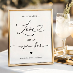 Herz Alles, was du brauchst, ist Liebe Open Bar Ho Poster