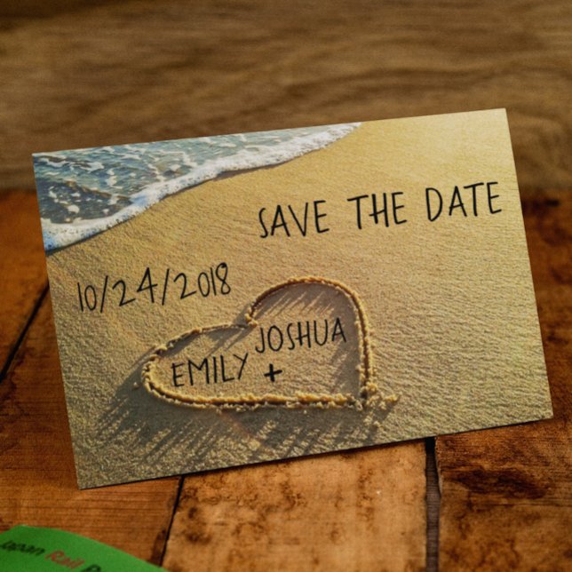 Herz am Sandstrand Ankündigungspostkarte (Von Creator hochgeladen)