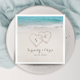 Herz am Sandstrand Hochzeit Serviette